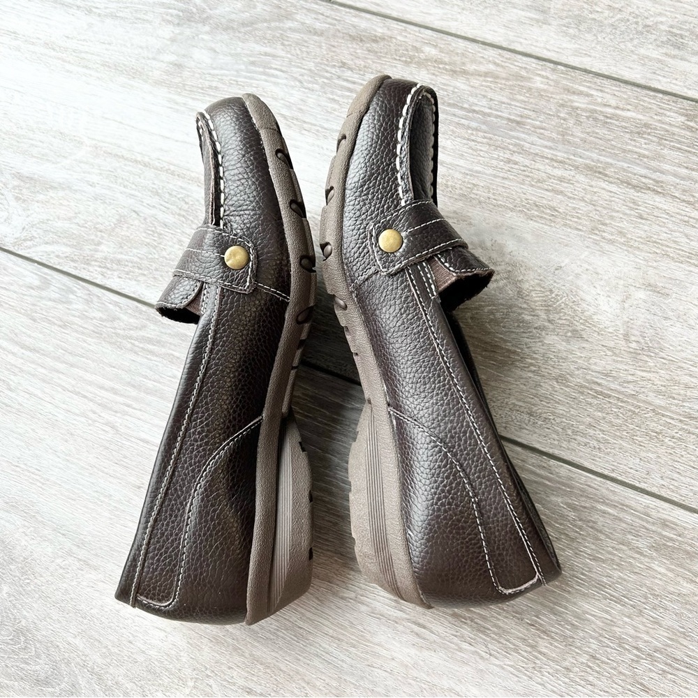 Skechers Memory Foam Brown Leather Slip On Loafer Shoes - Picture 9 of 13